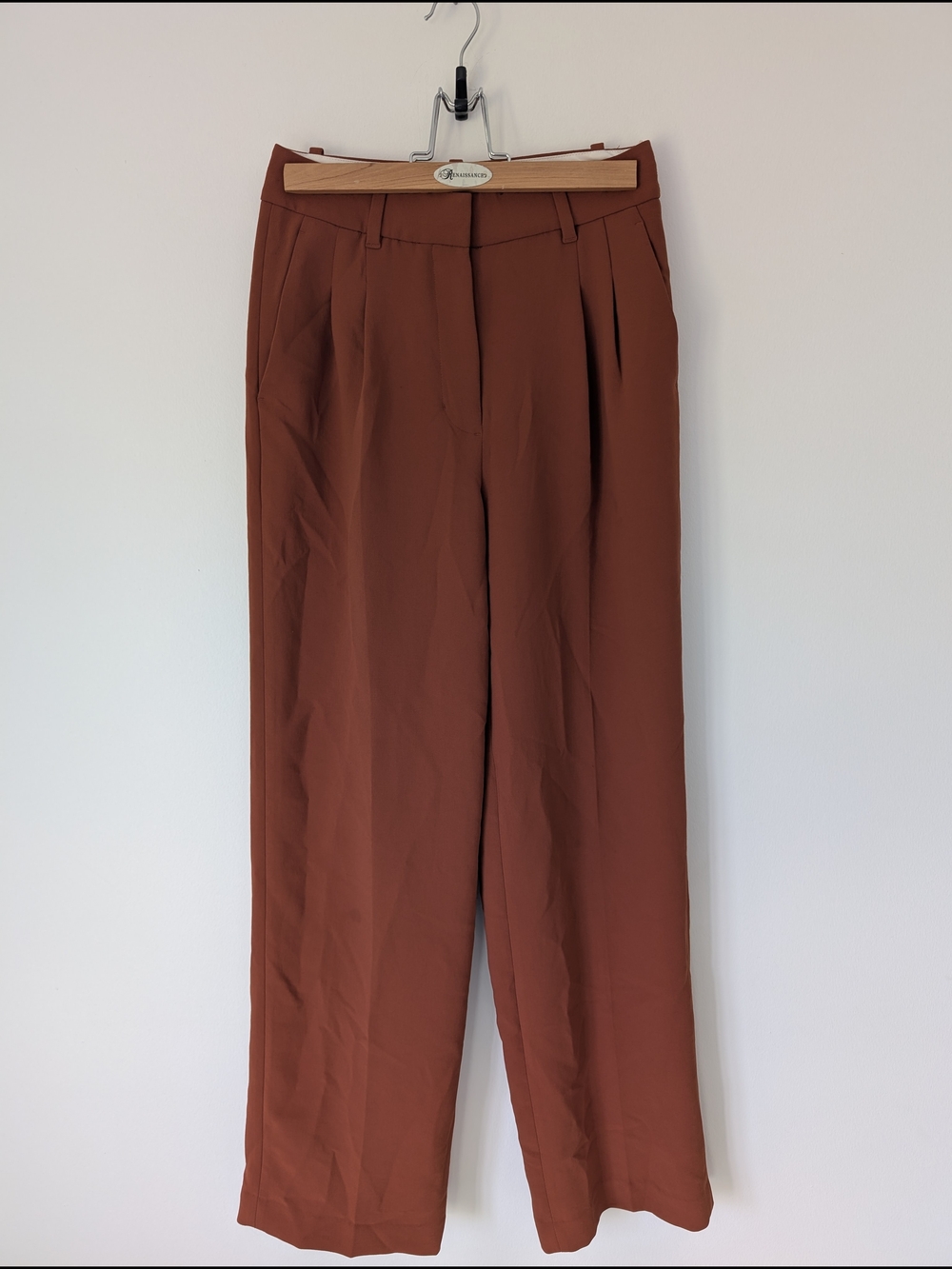 Aritzia Wilfed The Effortless Pant High Rise Wide Leg Pleated Brown Sz 2